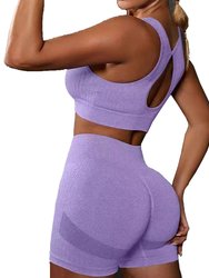 Gym Training Yoga Suit Set - Light Purple