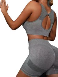 Gym Training Yoga Suit Set - Grey