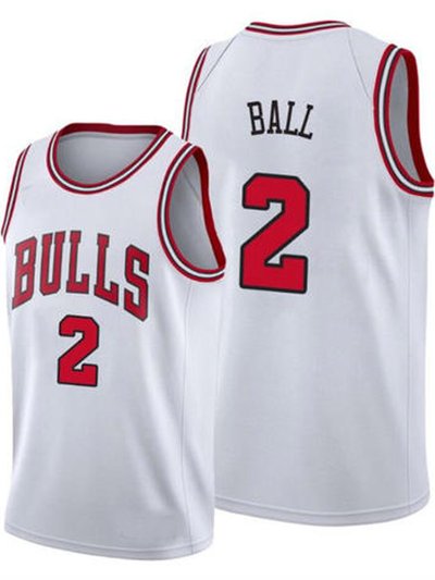 SheShow Mens Chicago Bulls Lonzo Ball White Association Edition Jersey product