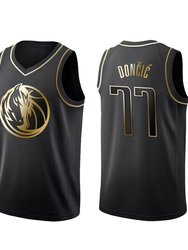 Men's Dallas Mavericks Luka Doncic #77 Basketball Jersey Black Gold Edition - Black