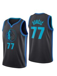 Men's Dallas Mavericks Luka Doncic #77 Black Basketball Jersey City Edition - Black