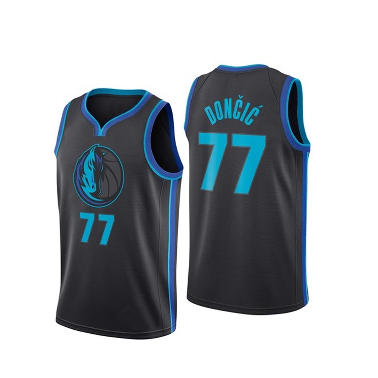 Men's Dallas Mavericks Luka Doncic #77 Black Basketball Jersey City Edition - Black