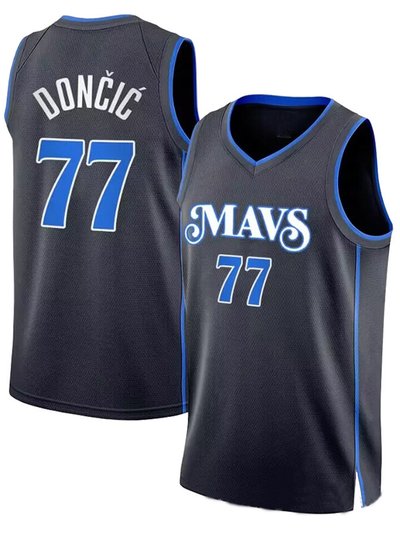 SheShow Mens Dallas Mavericks Luka Doncic Black 2024 City Edition Jersey product