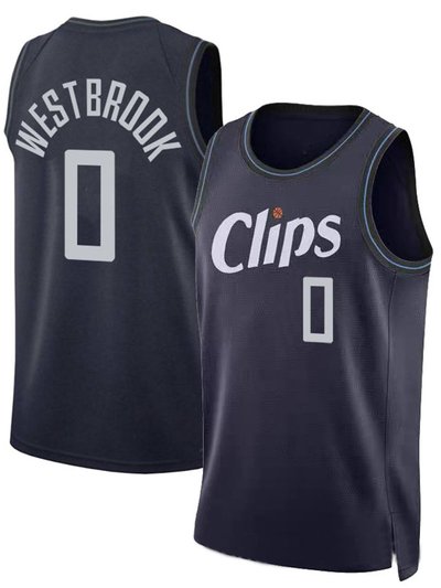 SheShow Men's LA Clippers Russell Westbrook 0# 2024 City Edition Jersey Navy product