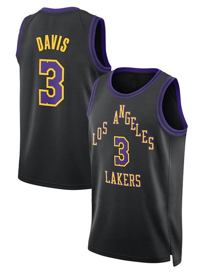 SheShow Men's Los Angeles Lakers Anthony Davis Black 2024 City Edition Jersey product