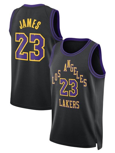 SheShow Men's Los Angeles Lakers LeBron James Black 2024 City Edition Jersey product