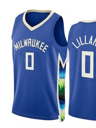 Mens Milwaukee Bucks Damian Lillard 0# 2022-23 Blue City Edition Jersey - Blue