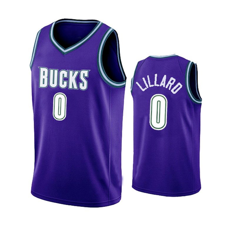 Mens Milwaukee Bucks Damian Lillard 0# 2022-23 Classic Edition Purple Jersey - Purple