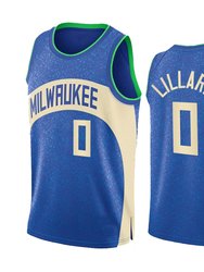 Mens Milwaukee Bucks Damian Lillard 0# 2024 Blue City Edition Jersey - Blue