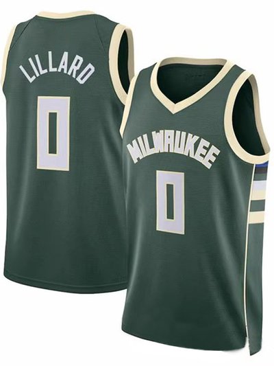 SheShow Men's Milwaukee Bucks Damian Lillard 0# Green Jersey - Icon Edition product