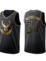 Men's Milwaukee Bucks Giannis Antetokounmpo #34 Black Gold Edition Jersey - Black