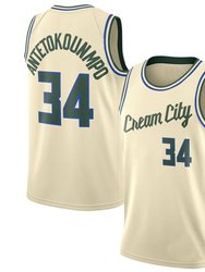 Men's Milwaukee Bucks Giannis Antetokounmpo Cream 2019-20 Finished Jersey City Edition - Beige