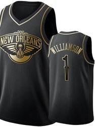Men's New Orleans Pelicans Zion Williamson #1 Basketball Jersey Black Gold - Black