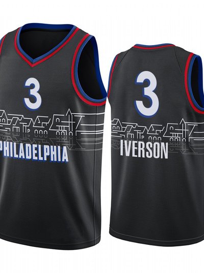 SheShow Men's Philadelphia 76ers Allen Iverson #3 Basketball Jersey Black product
