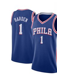 Mens Philadelphia 76ers James Harden Royal 2021-22 Icon Edition Jersey - Blue