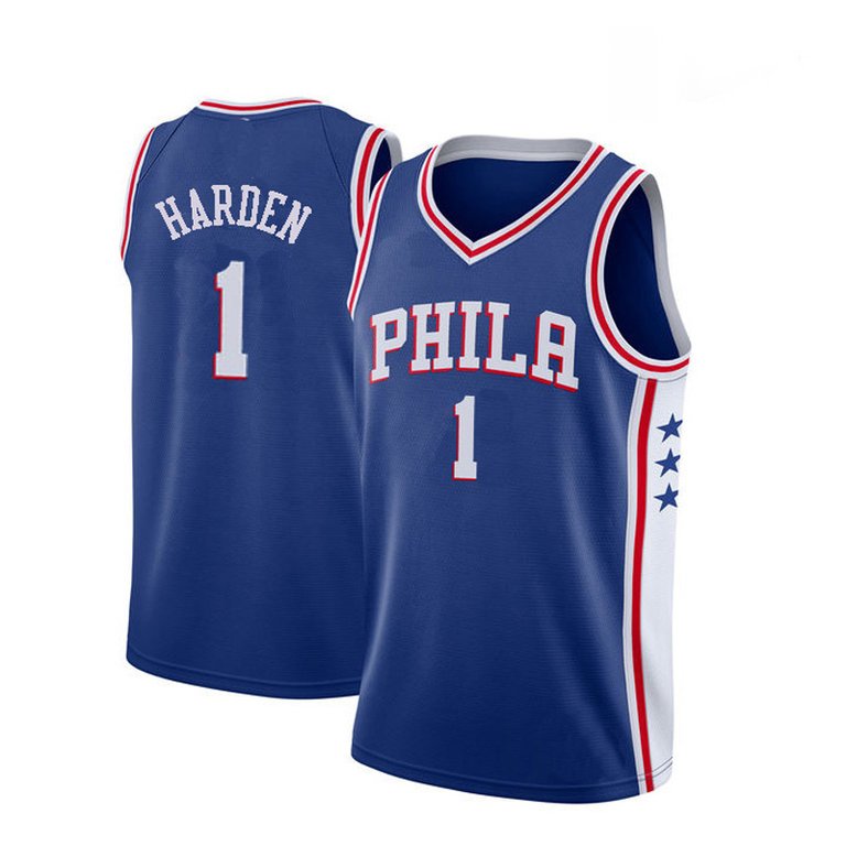 Mens Philadelphia 76ers James Harden Royal 2021-22 Icon Edition Jersey - Blue