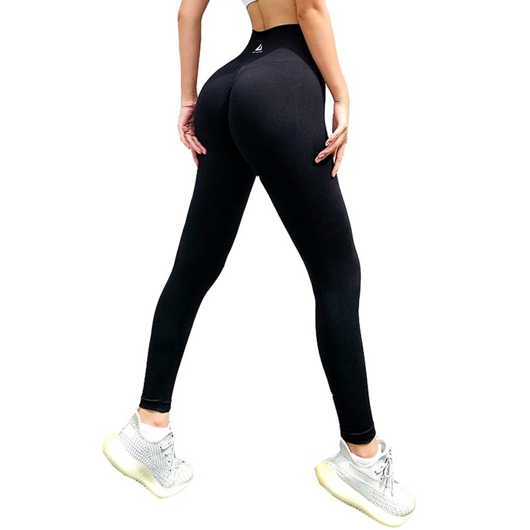 Women Hip Lift High Waist Yoga Pants Quick Dried Elastic Tight Sports Pants - Black
