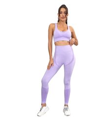 Women Sports And Fitness Fashion Buttock Lifting Yoga Suit Set - Purple