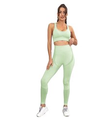 Women Sports And Fitness Fashion Buttock Lifting Yoga Suit Set - Green