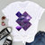 Women Tees Striped Lovely 90s Fashion Short Sleeve Tshirts - White/Purple