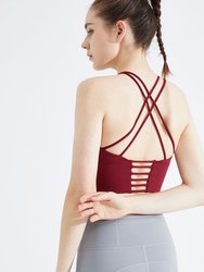 Women Thin Shoulder Strap Beautiful Back Sports Bra Shockproof Yoga Fitness Vest