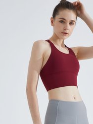 Women Thin Shoulder Strap Beautiful Back Sports Bra Shockproof Yoga Fitness Vest - Red