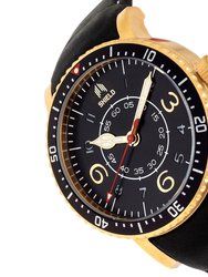 Shield Gilliam Leather-Band Men's Diver Watch - Gold/Black