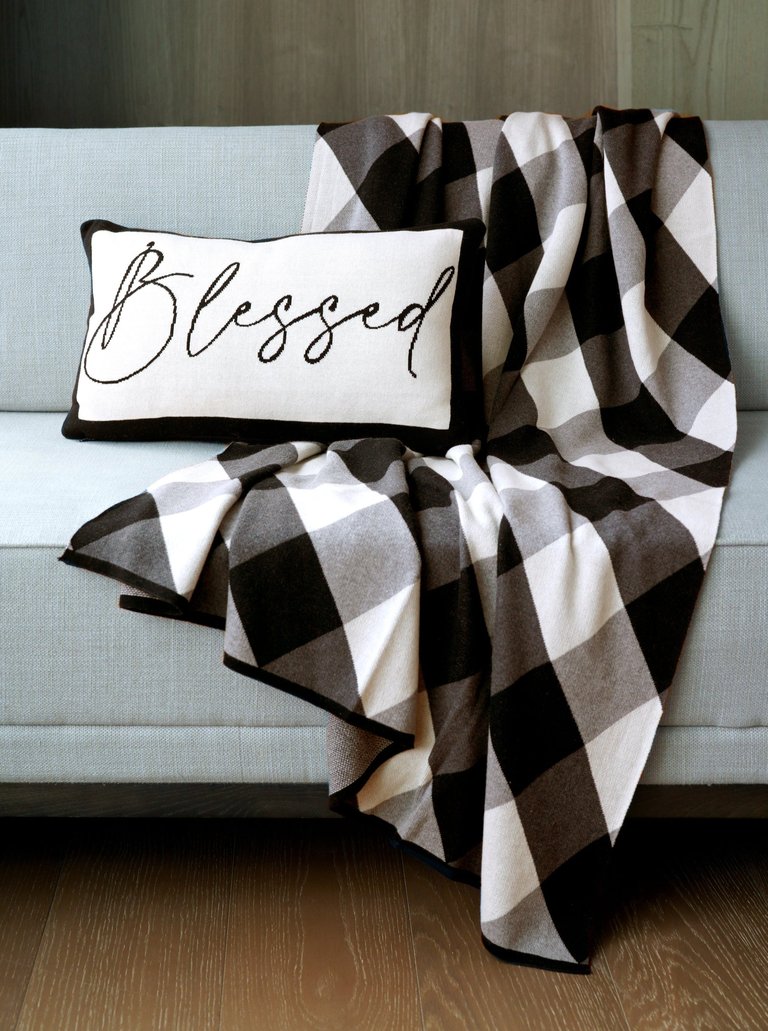 Anderson Plaid Throw, Black and White - Black/White