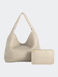 Blythe Woven Hobo Handbags - Stone - Stone