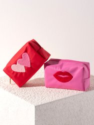 Cara Hearts Cosmetic Pouch - Red - Red