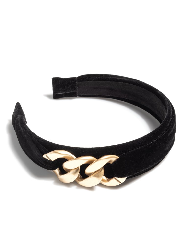 Chain Detail Headband, Black - Black