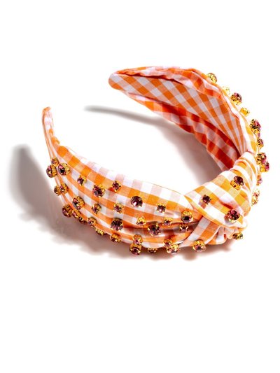 Shiraleah Embellished Gingham Knotted Headband, Orange product