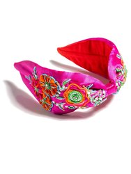 Embellished Wide Headband, Fuchsia - Fuchsia