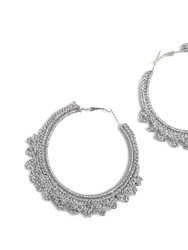 Emme Crocheted Hoop Earrings, Silver - Silver