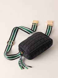 Ezra Quilted Nylon Belt Bag, Black - Black