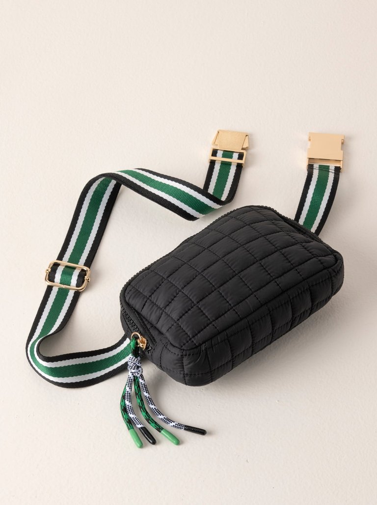 Ezra Quilted Nylon Belt Bag, Black - Black