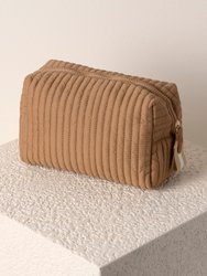 Ezra Quilted Nylon Large Boxy Cosmetic Pouch, Tan