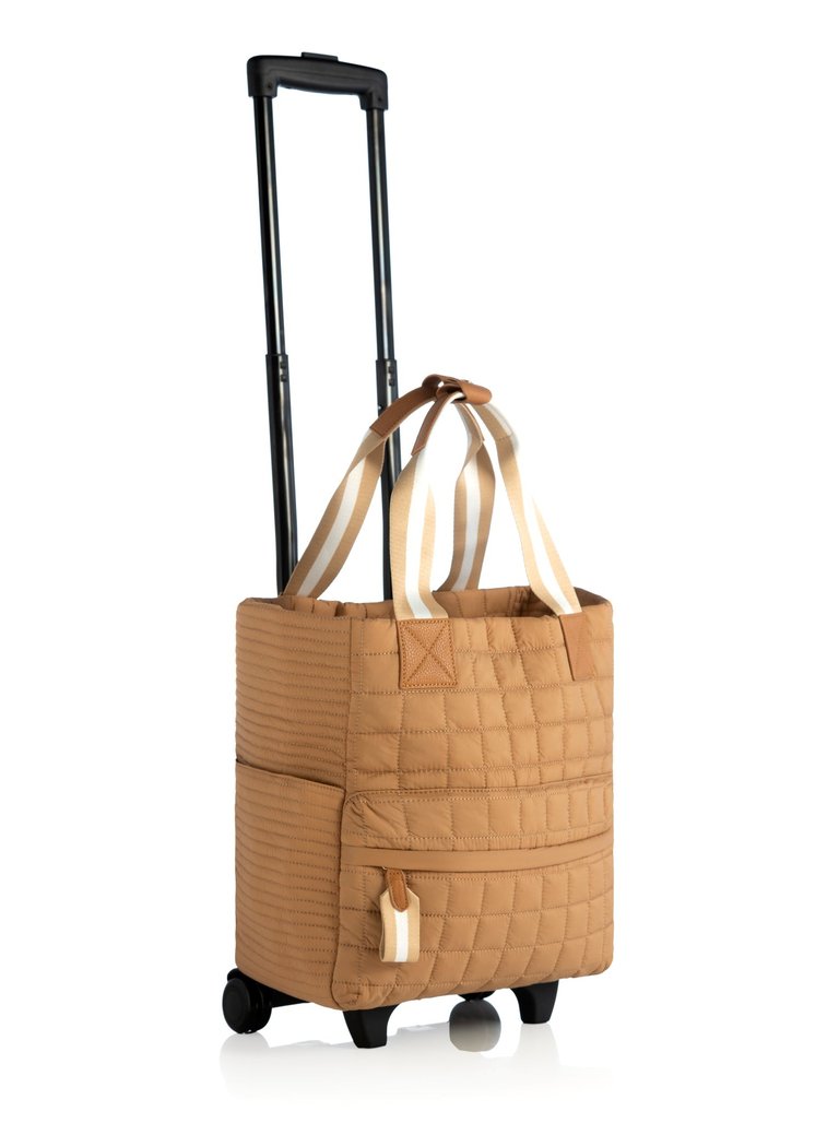 Ezra Quilted Nylon Roller Tote - Tan