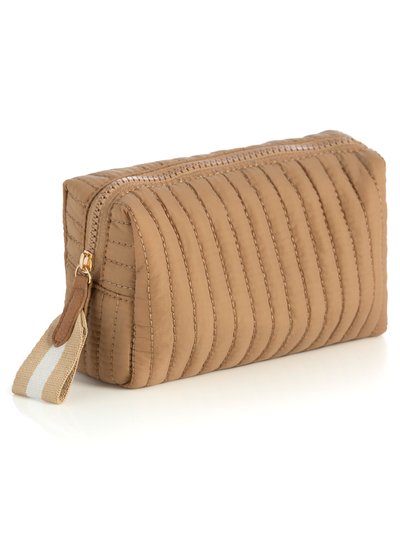 Shiraleah Ezra Quilted Nylon Small Boxy Cosmetic Pouch, Tan product