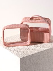 Ezra Set Of 2 Clear Cosmetic Cases, Blush - Blush