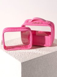 Ezra Set Of 2 Clear Cosmetic Cases, Pink - Pink