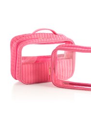 Ezra Set Of 2 Clear Cosmetic Cases, Pink