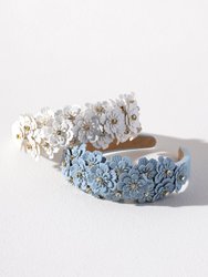 Flower Embellished Headband, Sky