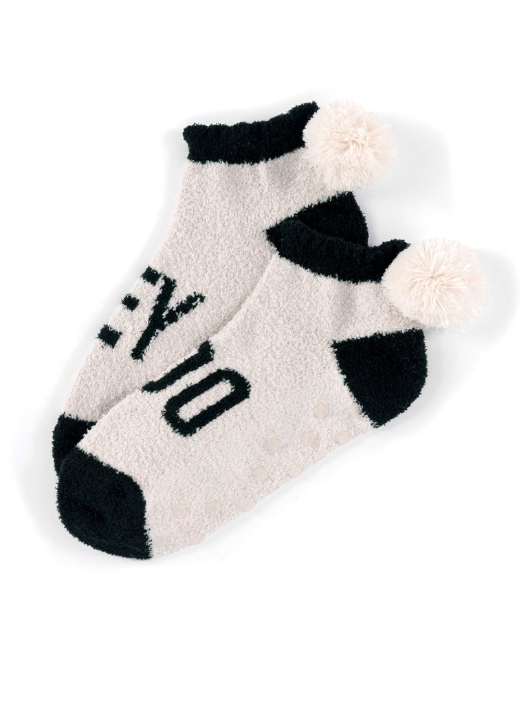 "Hey Boo" Home Socks, Taupe