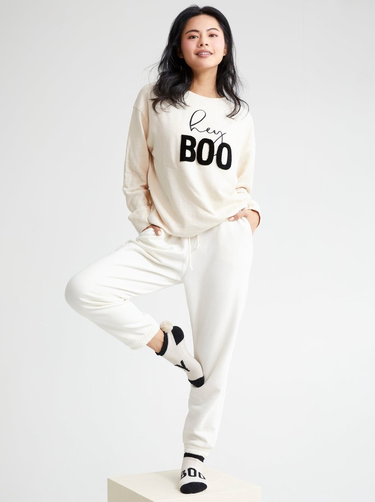 "Hey Boo" Sweatshirt, Putty