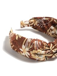 Knotted Floral Print Headband, Brown