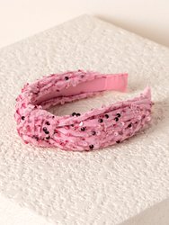 Knotted Sequins Headband - Pink - Pink