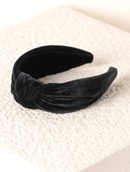 Knotted Velvet Headband - Black - Black