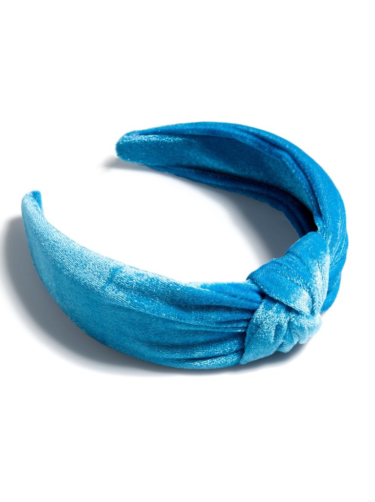 Knotted Velvet Headband - Blue