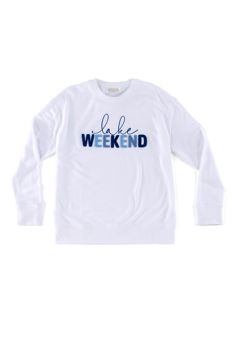 "Lake Weekend" Sweatshirt, White - White